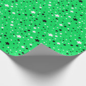Zwarte en witte sterren op Neon Green Cadeaupapier (Hoek)