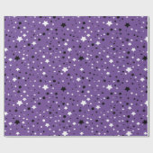 Zwarte en witte sterren op Paars Cadeaupapier (Vlak)