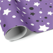 Zwarte en witte sterren op Paars Cadeaupapier (Rol Hoek)