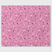 zwarte en witte sterren op roze cadeaupapier (Vlak)
