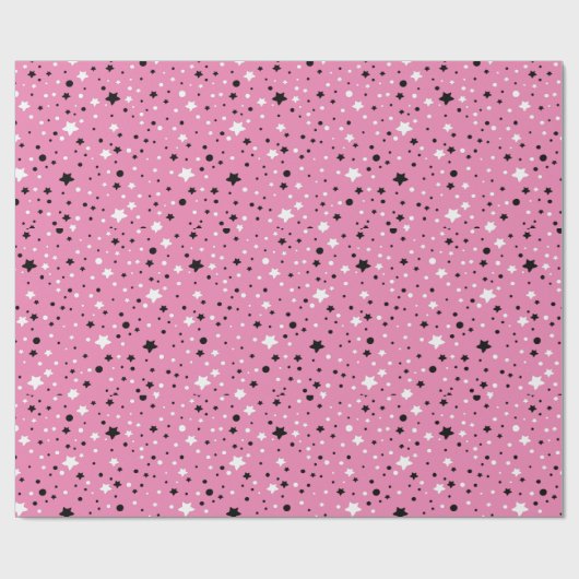 zwarte en witte sterren op roze cadeaupapier (Vlak)