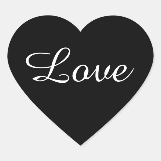 Zwarte en witte Sticker met liefdeshart, weddensch (Voorkant)