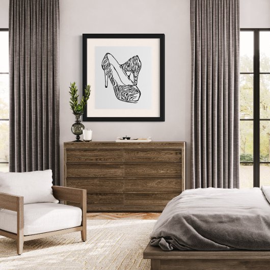 Zwarte en Witte Stiletto Hakken Vector Kunst Poster