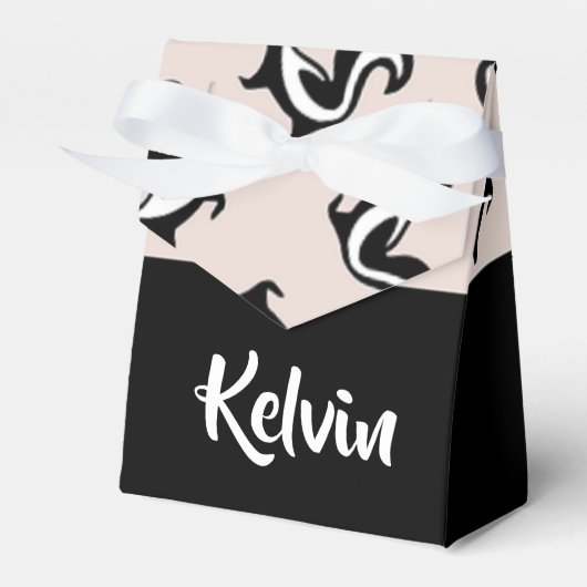 Zwarte en witte stinkdieren op roos roze bedankdoosjes (Voorkant Zijde)