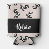 Zwarte en witte stinkdieren op roos roze blikjeskoeler (Voorkant)