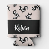 Zwarte en witte stinkdieren op roos roze blikjeskoeler (Achterkant)