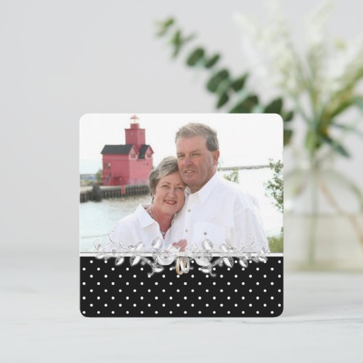 zwarte en witte stip Wedding Vow Renewal Kaart (Staand voorkant)