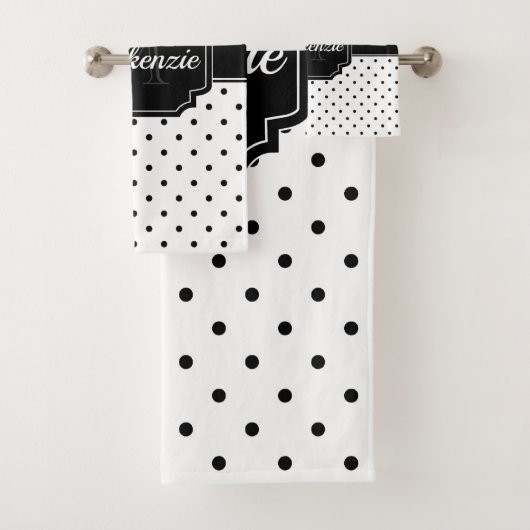 Zwarte en witte Stippen Bad Handdoek (Insitu)