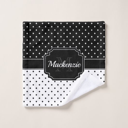 Zwarte en witte Stippen Bad Handdoek (Wasdoekje)