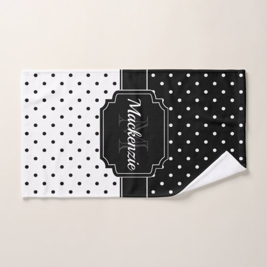 Zwarte en witte Stippen Bad Handdoek (Handdoek)