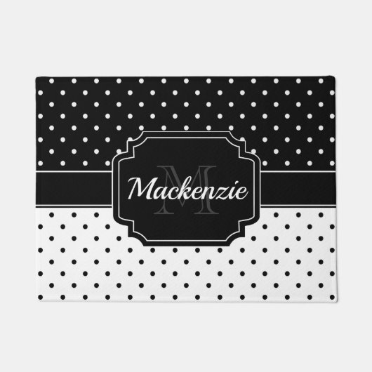 Zwarte en witte Stippen Deurmat (Voorkant)