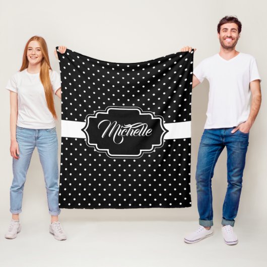 Zwarte en witte Stippen Fleece Deken (In situ)