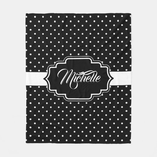 Zwarte en witte Stippen Fleece Deken (Voorkant)