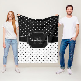 Zwarte en witte Stippen Fleece Deken
