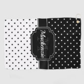 Zwarte en witte Stippen Golfhanddoek (Horizontaal)