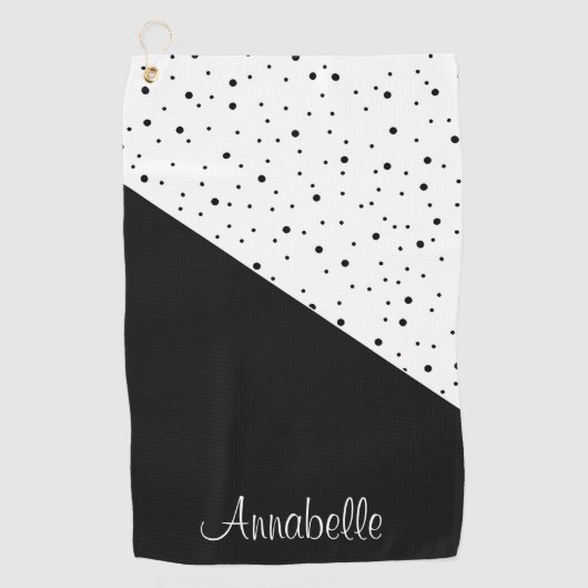 Zwarte en witte Stippen Golfhanddoek (Voorkant)