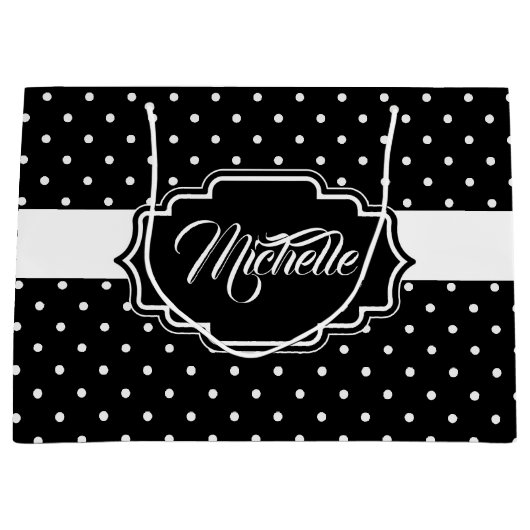 Zwarte en witte Stippen Groot Cadeauzakje (Voorkant)