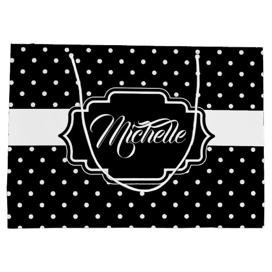 Zwarte en witte Stippen Groot Cadeauzakje (Achterkant)