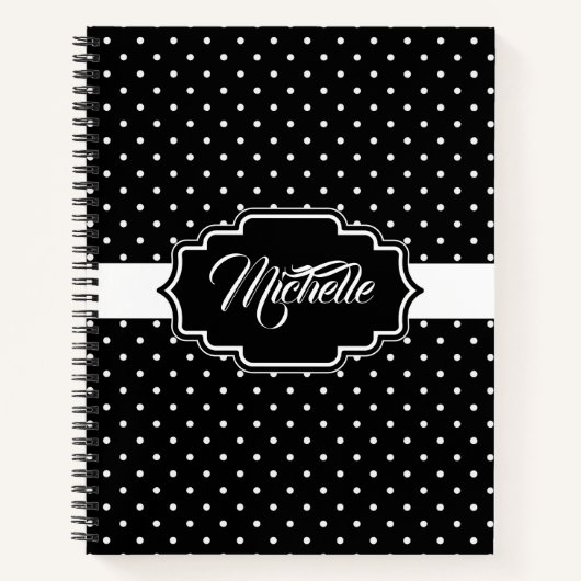 Zwarte en witte Stippen Notitieboek (Voorkant)