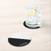 Zwarte en witte Stippen Ronde Kartonnen Onderzetter (Insitu)