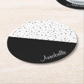 Zwarte en witte Stippen Ronde Kartonnen Onderzetter (Gebogen)