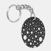 Zwarte en witte Stippen Sleutelhanger (Voorkant Links)