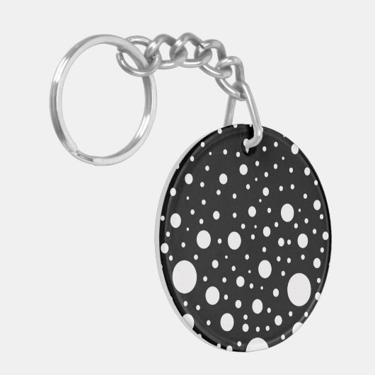 Zwarte en witte Stippen Sleutelhanger (Voorkant Links)