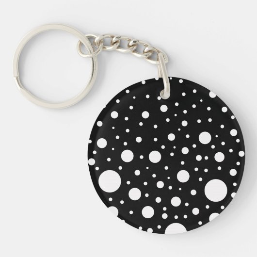 Zwarte en witte Stippen Sleutelhanger (Voorkant)