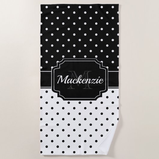 Zwarte en witte Stippen Strandlaken (Voorkant)