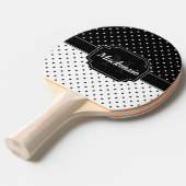 Zwarte en witte Stippen Tafeltennisbatje (Voorkant Gekanteld)
