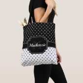 Zwarte en witte Stippen Tote Bag (Dichtbij)