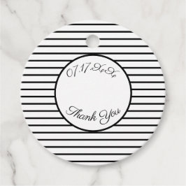 Zwarte en witte streep bedankjes labels