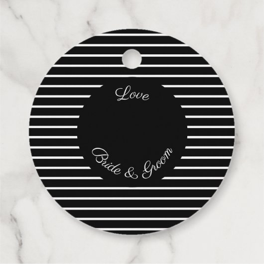 Zwarte en witte streep bedankjes labels (Achterkant)