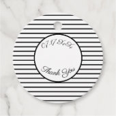 Zwarte en witte streep bedankjes labels (Voorkant)