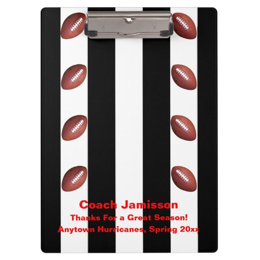Zwarte en witte streep, Bedankt Football Coach-naa Klembord (Voorkant)
