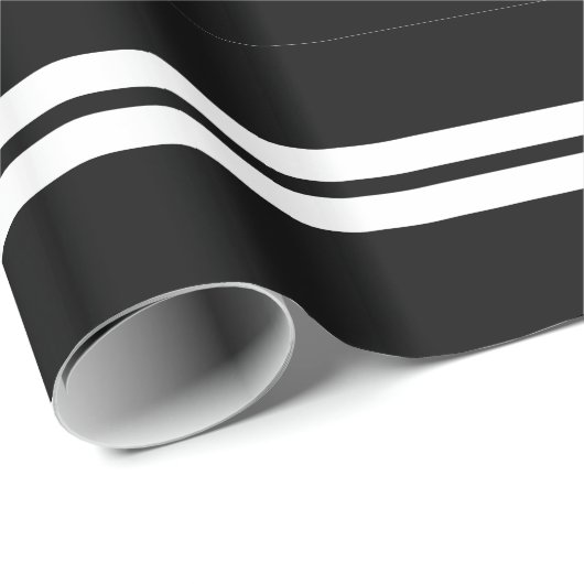 Zwarte en witte streep cadeaupapier (Rol Hoek)
