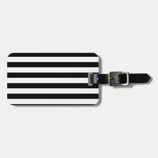 Zwarte en witte streep | Gestreept ontwerp Bagagelabel (Voorkant horizontaal)