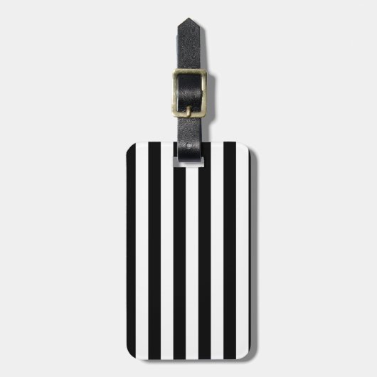 Zwarte en witte streep | Gestreept ontwerp Bagagelabel (Voorkant verticaal)