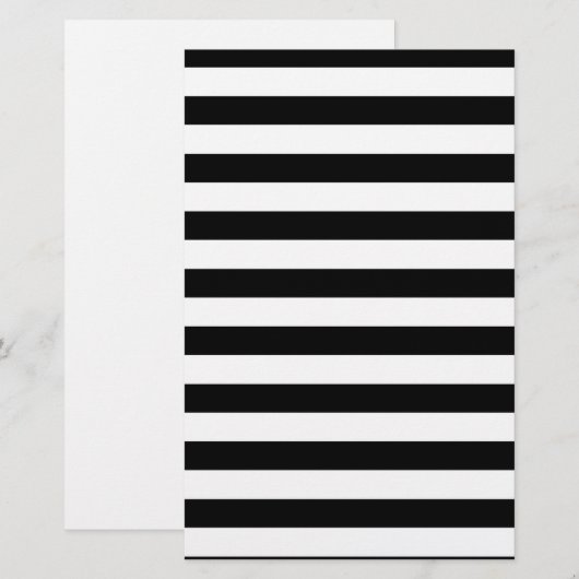 Zwarte en witte streep | Gestreept ontwerp Briefpapier (Voorkant / Achterkant)