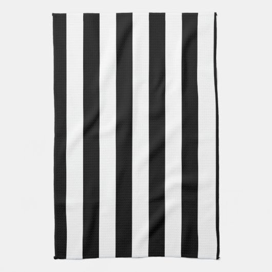 Zwarte en witte streep | Gestreept ontwerp Theedoek (Verticaal)