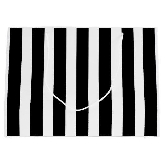 Zwarte en witte streep groot cadeauzakje (Voorkant)