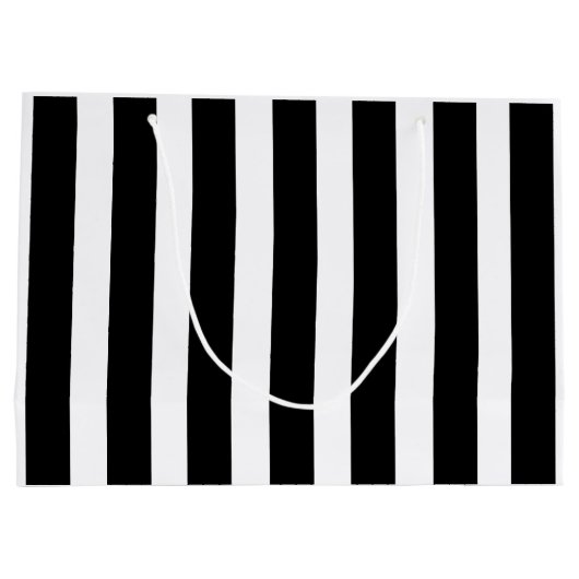 Zwarte en witte streep groot cadeauzakje (Achterkant)