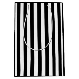 Zwarte en witte streep medium cadeauzakje