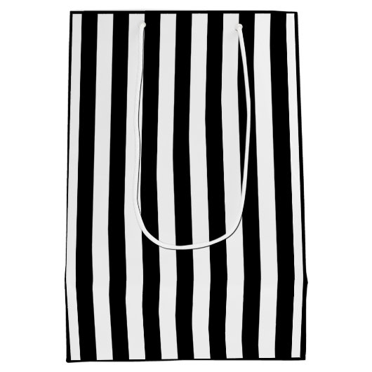 Zwarte en witte streep medium cadeauzakje (Achterkant)