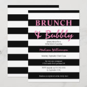 Zwarte en witte streep met roze Brunch en breekbaa Kaart (Voorkant / Achterkant)