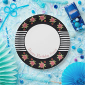 Zwarte en witte streep papieren bordje (Feest)