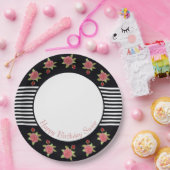 Zwarte en witte streep papieren bordje (Feest)