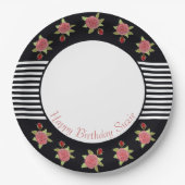 Zwarte en witte streep papieren bordje (Voorkant)