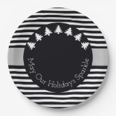 Zwarte en witte streep papieren bordje (Voorkant)