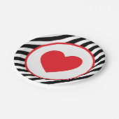 zwarte en witte streep Red Heart Papieren Bordje (Gekanteld)